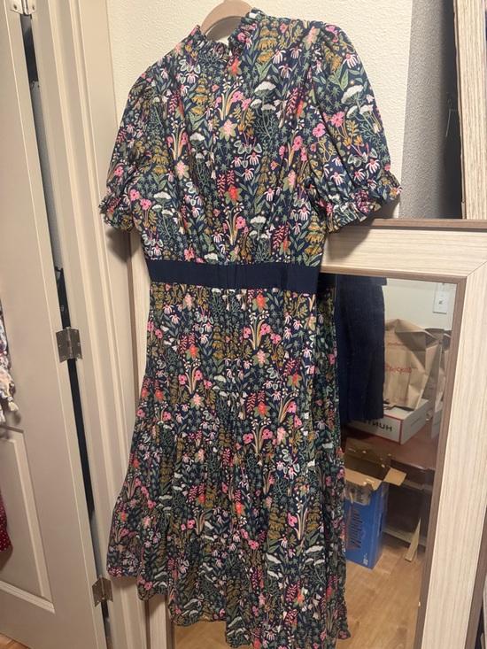 Boden Navy Floral Midi Dress with Pink & Cream 12U - Picture 2 of 2